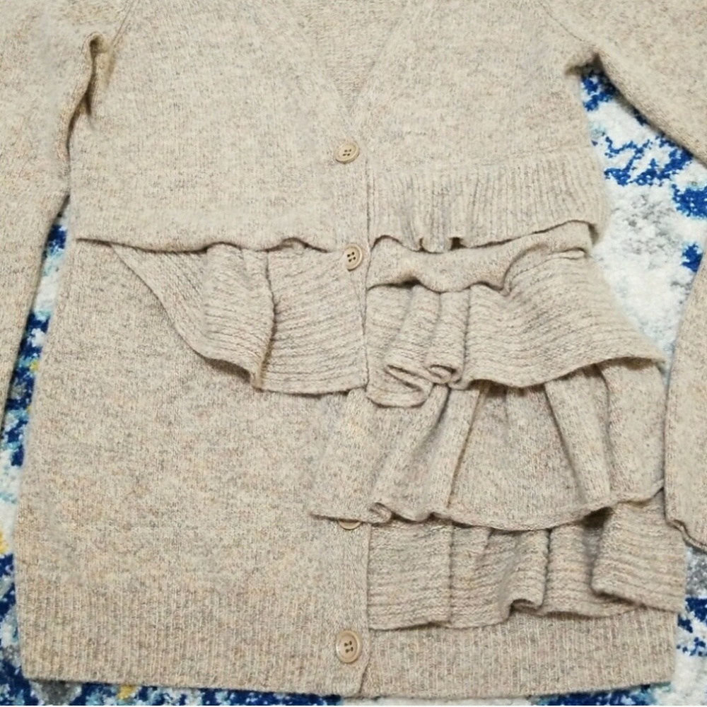 Moth Wool Split Decision Ruffle Cardi Sweater M - image 6